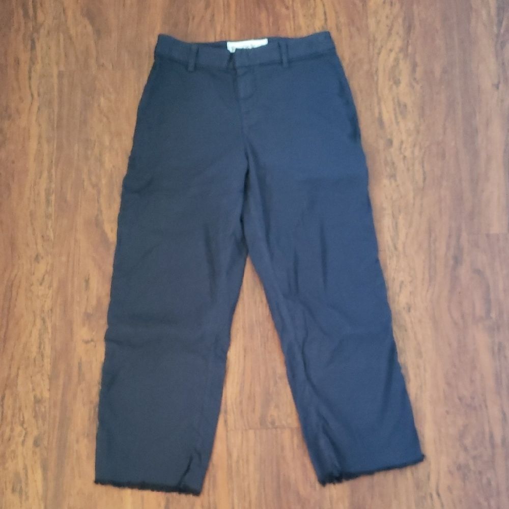 Frank & Eileen Womens Deep Blue Flax Cotton Cropped Pants Size 2